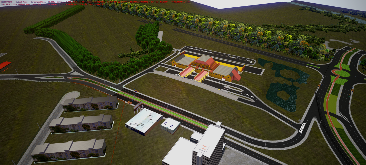 Pátio do terminal mostrando as opções de transporte do mapa